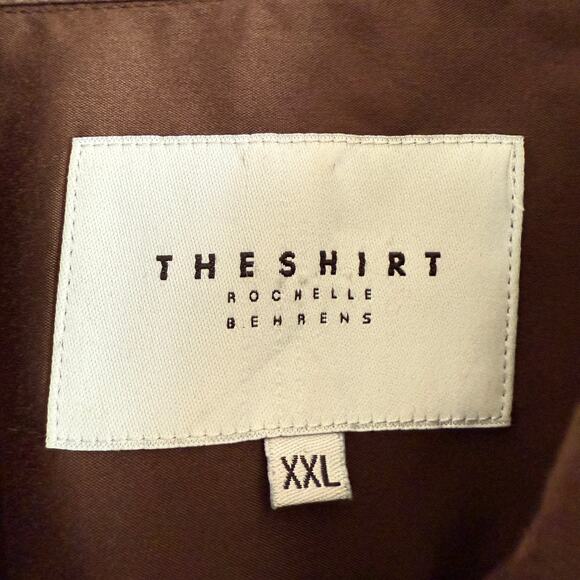 THE SHIRT by Rochelle Behrens | Brown Stretch Cotton button Down Icon Shirt 2XL - Picture 3 of 8